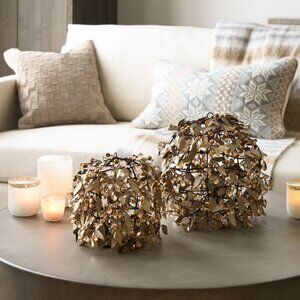 NWOT Pottery Barn - Lit Rustic Leaf Orb 8" Small